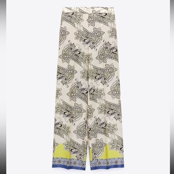 ZARA Multicolored Printed Wide Leg Pants NWT - Picture 6 of 14